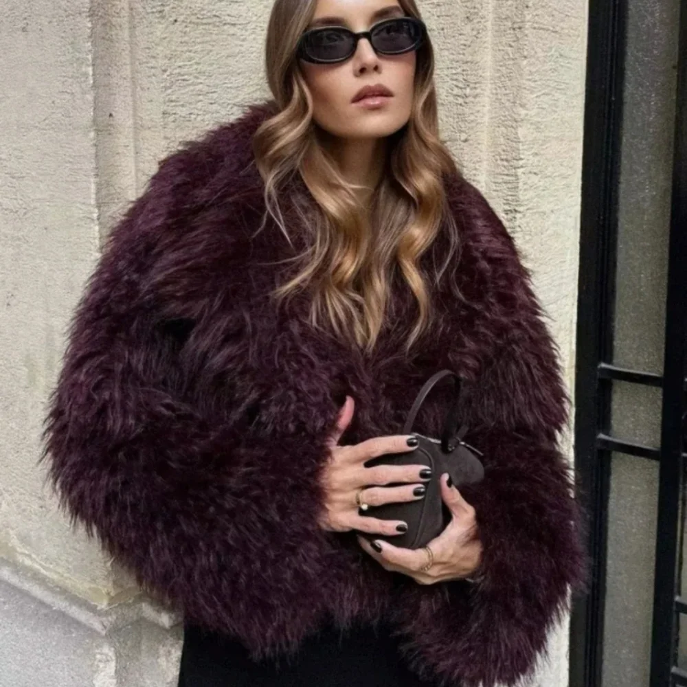 Luxury Fluffy Faux Fur Jacket Coat Women 2024 Autumn Winter - Picture 1 of 5